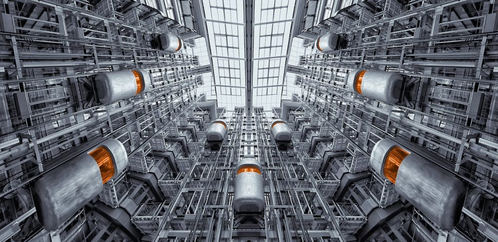 Futuristic elevators in a modern condominium building, illustrating the importance of reserve fund studies for long-term maintenance and upgrades.